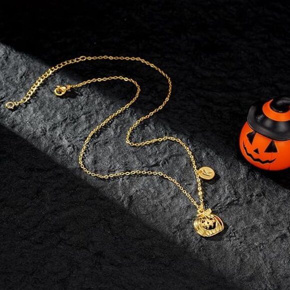 Neiman Marcus Halloween 18K Gold Plated Pumpkin Necklace - Picture 4 of 5